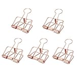 5Pcs Multifunctional Paper Clips with Metal Hollowed Card Bill Note Clip Clamp Office Stationary - Rose Gold