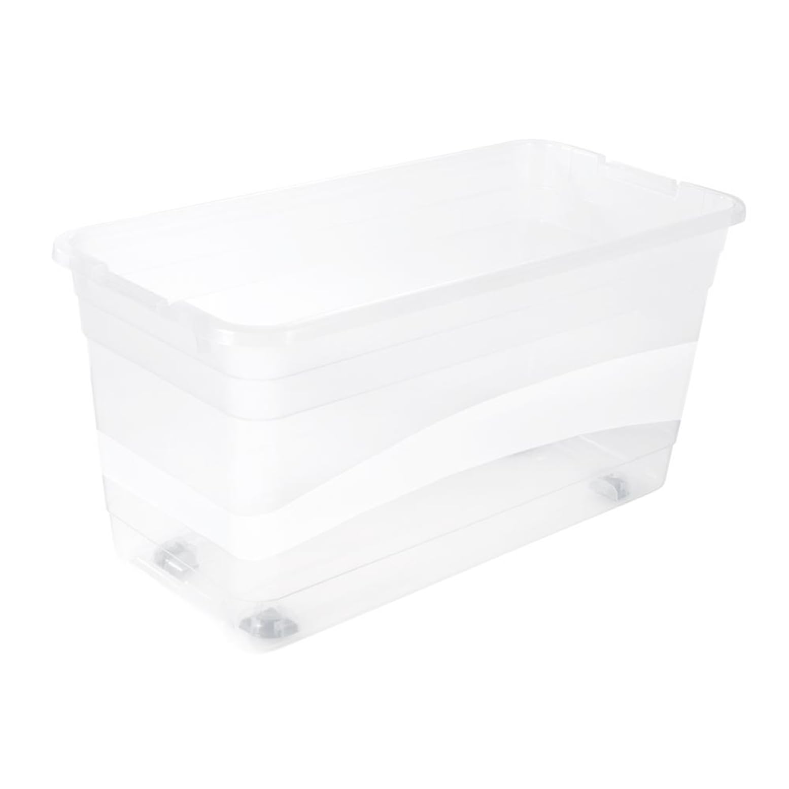 keeeper Aufbewahrungsbox mit Rollen, Deckel und Schiebeverschluss, 79,5 x 39,5 x 41 cm, 83 l, Konrad, Transparent