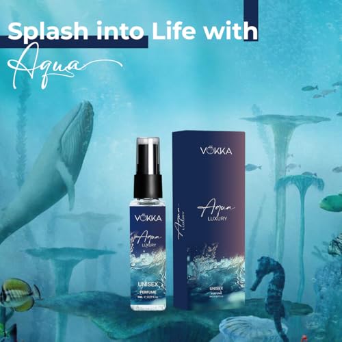 Image of Vokka Pocket Perfume Aqua 8ml | Unisex Luxury Long Lasting Perfume for Men & Women | Aquatic Scent Eau De Parfum| EDP Fragrance for Gift | Travel & Skin Friendly | Notes: Aqua Woody Musky