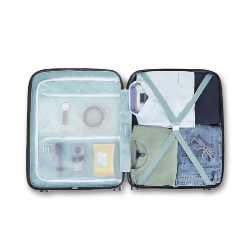 Image of uppercase Helix Solid (Medium) 68Cm Textured Trolley Bag with Combination Lock, 8 Wheels, Eco Polycarbonate Luggage, Laundry Compartment, Durable Design for Travel - Suitcase for Men & Women Grey