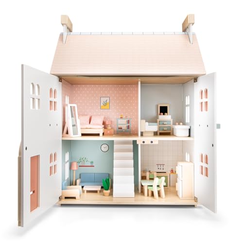 Woet® Grande Maison de poupées en Bois, 20 Meubles et Jardin – vue 6
