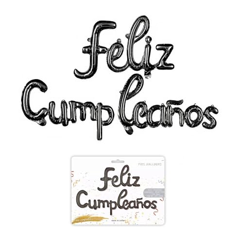 Naturezhen Happy Birthday Letters Balloons in Spanish, Birthday Decoration, Aluminium Balloon, Includes Inflation Straw, Easy Inflation for Party Decoration Supplies (Black) Naturezhen Happy Birthday Letters Balloons in Spanish, Birthday Decoration, Aluminium Balloon, Includes Inflation Straw, Easy Inflation for Party Decoration Supplies (Black)