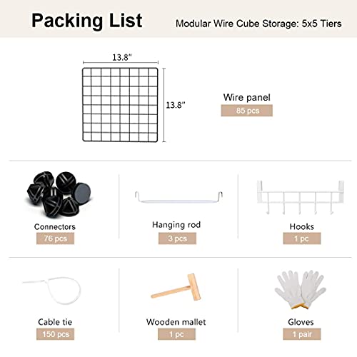 Yozo Wire Cube Storage Metal Closet Wardrobe Room Organizaion Armoire Pantry Cabinet Book Shelf Organizer Rack Multifuncation Cubby Shelving Unit, 25 Cubes, Black #TOP6