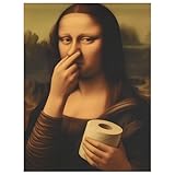 Humorvolles Mona Lisa Poster, 30x40cm Vintage Badezimmer 