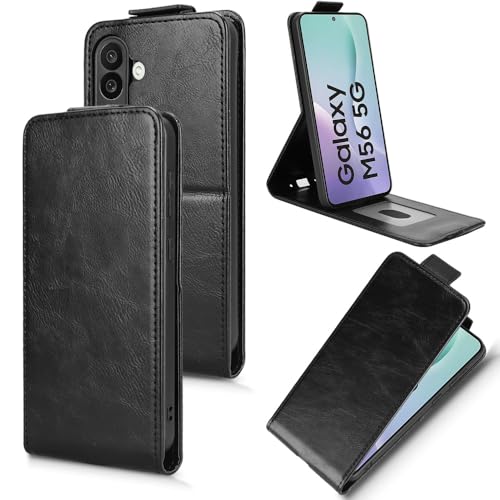 Housse rabat Galaxy M56 5G antichoc étui noir TPU fentes pour cartes