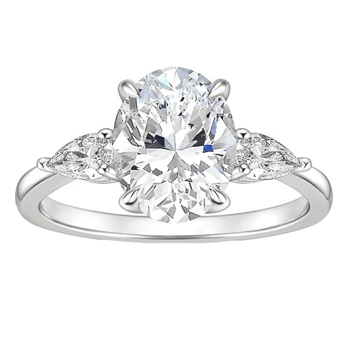 Bague de fiançailles femme KnSam le cadeau parfait en zirconium ovale 3ct