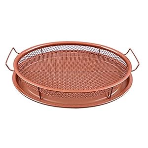 WFHTU Mesh Baking Tray Non-Stick Round Baking Pan Chips Crisping Basket Microwave Oven Copper Baking Tray BBQ Tray Baking Tool