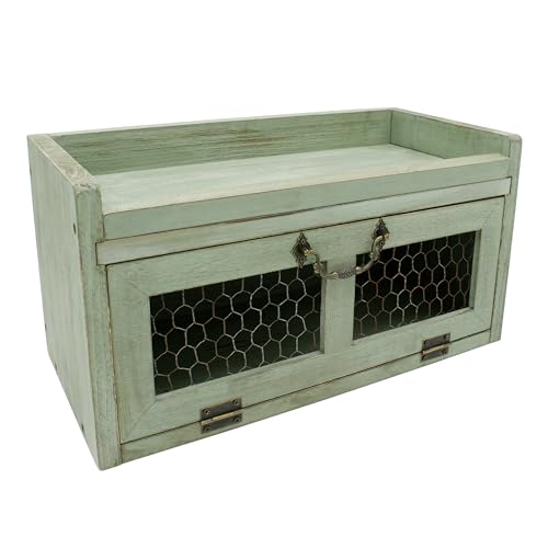 ZNCO Farmhouse Countertop Storage Organizer, Rustic Wood Kitchen Cabinet with