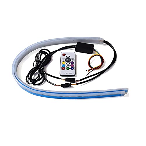 Image of BKN Car Headlight Daytime Running Strip Light RGB Flexible Indicator Lights for Cars & Bikes with Wireless Remote Controller (60 cm, Set of 2 Pieces)
