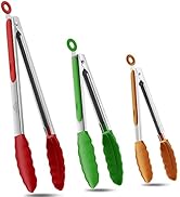 Bnlcd Kitchen Tongs, Premium Stainless Steel Locking Cooking Tongs with Silicone Tips, Non-Slip F...
