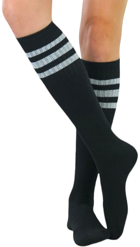 Image of ToBeInStyle Unisex Knee High Cotton Tube Athletic Thick Socks w /Stripe Top