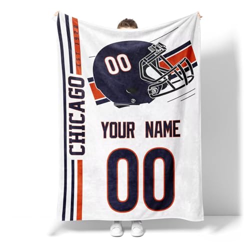 Image of Chicago Throw Blanket Custom Name and Number Personalized Gifts for Men and Women
