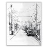 Druck-Palast Bleistiftzeichnung Straße Poster - 40x50cm - 