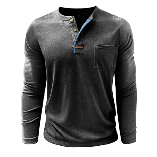 Henley Shirts for Men Long Sleeve Cotton T Shirt Casual Stylish Basic Tops with Pocket Fall Winter Outfits Fashion 20254