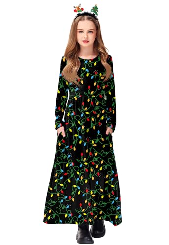 Image of Deerose Girls Maxi Dress Short Sleeve Casual Long Dresses with Pockets 5-14 Years