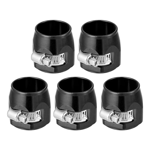 X AUTOHAUX 5Pcs AN12 Hex Car Hose Finisher Flexible Pipe Clamp with Screw Black