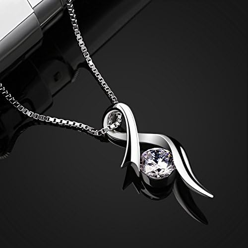 B.Catcher Necklaces 925 Sterling Silver Pendant Necklaces Cubic Zirconia Twist Heart Jewellery