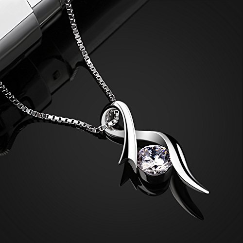 B.Catcher Necklaces 925 Sterling Silver Pendant Necklaces Cubic Zirconia Twist Heart Jewellery - Image 4