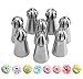 Fashionclubs Russian Piping Tips 8pcs Icing Piping Nozzles Tips Flower Cake Cupcake Decoration Tips Stainless Steel Russian Sphere Ball Tips Baking Supplies for Any Pastry