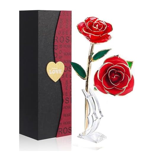 Gold Dipped Rose 24k Red Gold Plated Rose - Everlasting Long Stem Real Rose Exquisite Holder, Romantic Gift for Valentine's Day, Best for Her Anniversary and Mother's Day