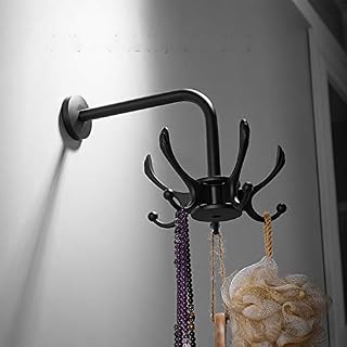 Kelelife Towel Robe Hook, Wall Mounted 5 Swivel Hook Coat Clothes Hanger, Black Matte