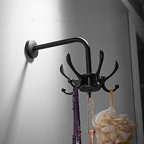 Kelelife Towel Robe Hook, Wall Mounted 5 Swivel Hook Coat Clothes Hanger, Black Matte