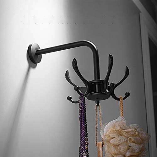 Kelelife Porte Manteau Mural en Patères avec 5 Crochets Pivotant, Noir Mat, pour Salle de Bain Cuisine Famille Cover