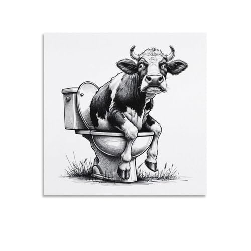 Poster abstrait vache sur un pot pour une chambre à coucher cosy