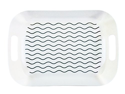 17.5x11.6Large White Serving Tray with Non Skid Rubber Grip Handles(White)