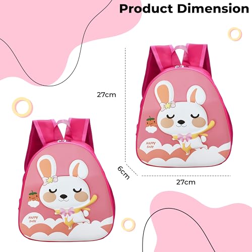 Image of Bembika School Bag The Perfect Children Backpack and School Bags for Kids Compact Stylish Backpack for Kids Kindergarten Backpack and Travel Backpack- (Rabbit|Pink)