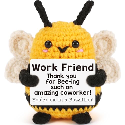 LEJIAJINW Coworker Employee Appreciation Gifts for Work Friend Retirement Colleague Going Away Leaving Farewell Mini Positive Crochet Bee Cheer Up Inspirational Office Decor