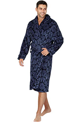 Intimo Men's Paisley Corel Robe, Navy