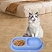 WeiLaiKeQi Cat Water and Food Bowl Feeder Feeding Dish Indoor Outdoor Easy to Clean Food Dispenser Nonslip for Watering Travel Kitten, Blue