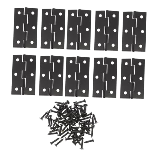 POPETPOP 10個 寸孔黒色家具用合? 高強アイアン製 スムーズ転 静音丁番 木製収納ボックスやキャビネット対応 家具補修用