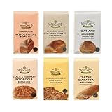 Selection Bread Mix 6 pack – Cheddar & Onion, Sundried Tomato, Oat & Linseed, Garlic & Rosemary Focaccia, Wholemeal mix & Ciabatta – 6X500g – Easy Bread Machine & Hand Baking (NP)
