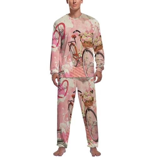 Ensemble de pijama homme style rétro tour de vélo aux finitions soignées pour vêtement de nuit chic