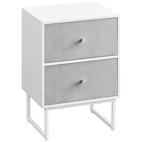 VASAGLE Cloud White Bedside Table with Storage Cover