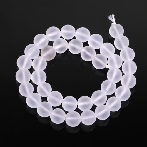 SHGbeads 10mm Frost Matte Rock White Quartz Crystal Semi Precious Gemstone Round Loose Beads for Jewellery Making DIY Handmade Craft Supplies 15" - Image 4