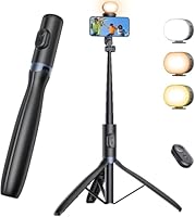 ANXRE Handy Stativ mit Licht, NT99 172cm Selfie-Stick für Smartphone & Kamera, Lichtstativ für Videoaufnahmen, Handystativhalter Ständer Kompatibel mit Smartphone, Kamera, GoPro