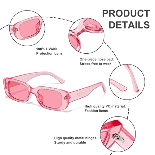 Image of JASPIN Rectangle Sunglasses for Women Men Trendy Y2k Retro 90s Sun Glasses UV Protection Cool Square Frame