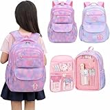 Mochila escolar menina, abertura geladeira, muitos compartimentos, ideal de 6 a 13 anos (Lílas)