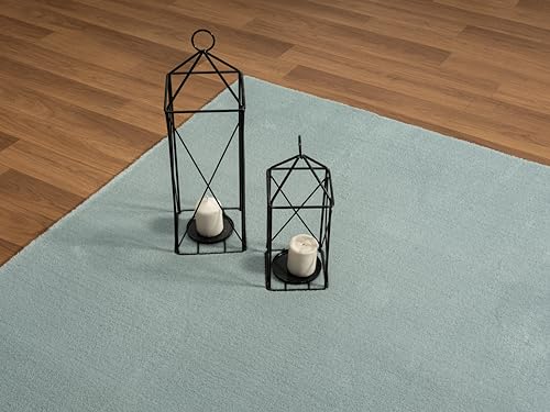 Tapis de salon lavable Olivia en bleu de dimensions 60x110 cm