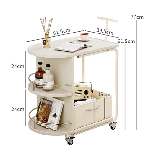 Table basse petite avec roulettes et son grand rangement multicouche blanc