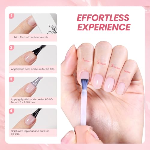 Image of Beetles Milky Pink Gel Nail Polish, 15ml Nude Pink Jelly Neutral Translucent Sheer Gel Polish Base Color Nail Concealer Soak Off UV LED Nail Lamp French Nail Art Gift for Women