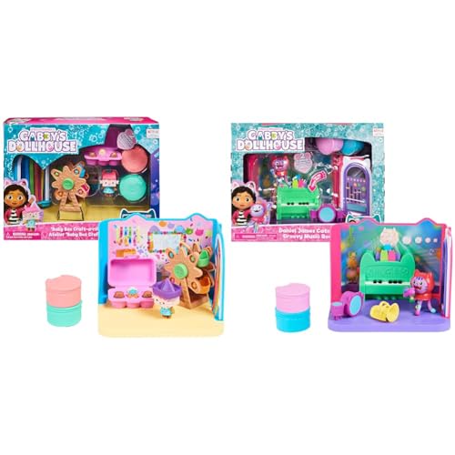 LA CASA DE MUÑECAS DE Gabby -LA Sala DE MÚSICA- La Sala de Música de La Casa de Muñecas & LA CASA DE MUÑECAS DE Gabby - Sala DE Manualidades BEBÉ Box con 1 Figura, 2 Accesorios