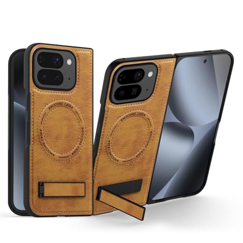Étui Google Pixel 10 Pro Fold en cuir marron avec support