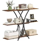 HOMCOM Mesa de Consola de 3 Niveles, Marrón Rústico