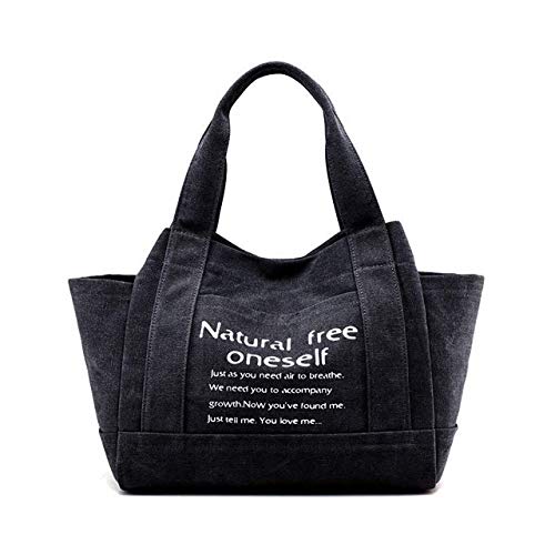 [D-SACK] 帆布 キャンバス トートバッグ レディース マザーズバッグ 手提げ a4 ブラック 黒のサムネイル