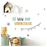 Little Deco Wandtattoo Sei wild und wunderbar Kinderzimmer Babyzimmer Aufkleber Sticker Wandaufkleber Schlafzimmer Mädchen Junge Spruch Wanddeko DL669-Z1