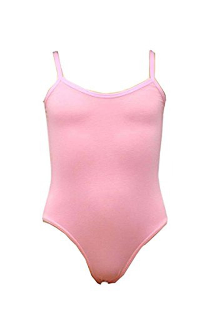 elegance1234 Girl's Cotton Thin Strap Camisole Leotards/Bodysuits Stretchy Dance/Gym/Ballet Sports (UK12 (Medium), Pale Pink)
